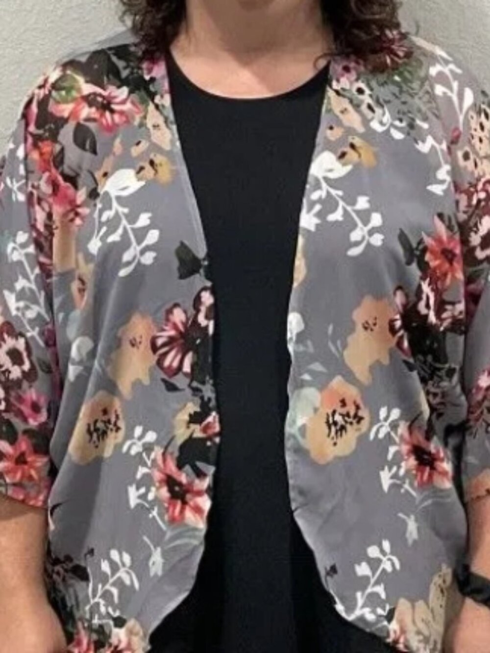 Women's 3XL Chiffon Floral Print Kimono Cover Up Blouse